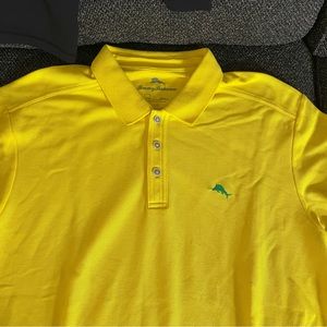 TOMMY BAHAMA MENS POLO LARGE YELLOW SUPIMA COTTON